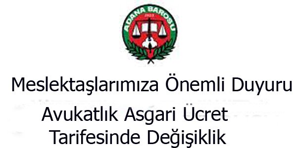Avukatlık Asgari Ücret Tarifesinde Değişiklik (27.01.2016)..