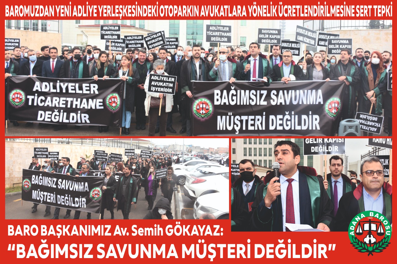 BAROMUZDAN YENİ ADLİYE YERLEŞKESİNDEKİ OTOPARKIN AVUKATLARA YÖNELİK ÜCRETLENDİRİLMESİNE SERT TEPKİ